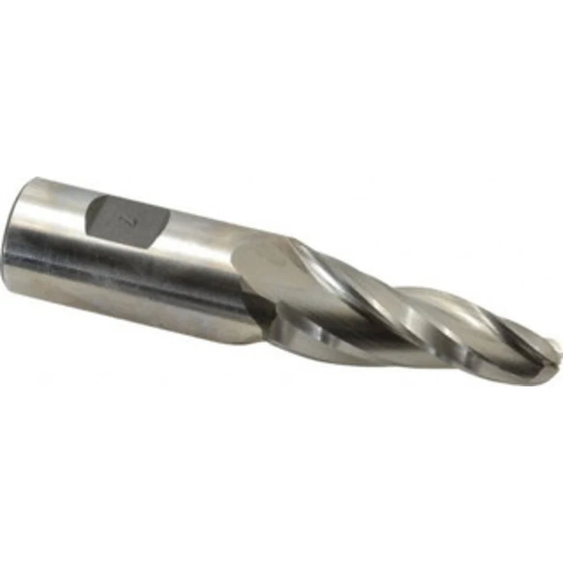 Made in USA 7 per Side 1/2 Small End Diam 2-1/4 LOC 3-Flute High Speed Steel Tapered Ball End Mill 1 Shank Diam, 4-3/...